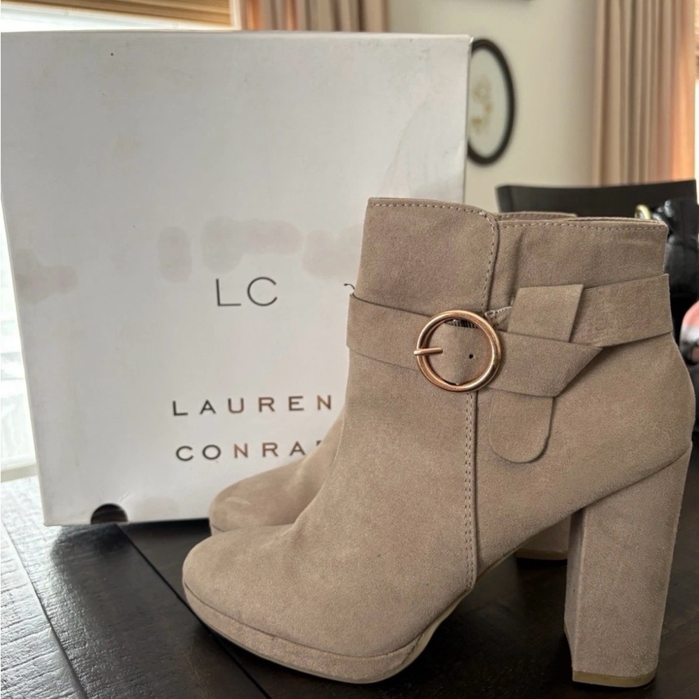 LC Lauren Conrad | 8.5 | Taupe 4” High Heel Avant Memory Foam Ankle Boots